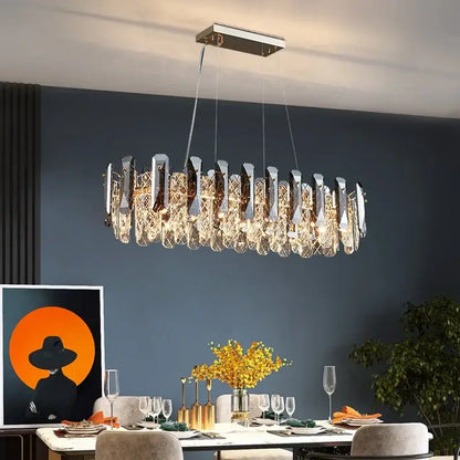 Modern chrome crystal led chandelier bedroom pendant light with sleek finish and cascading decorbites crystal led elements