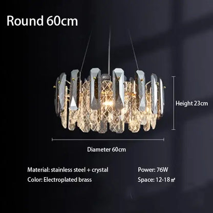 Elegant decorbites crystal led chandelier with chrome electroplated brass and crystal elements for bedroom lighting