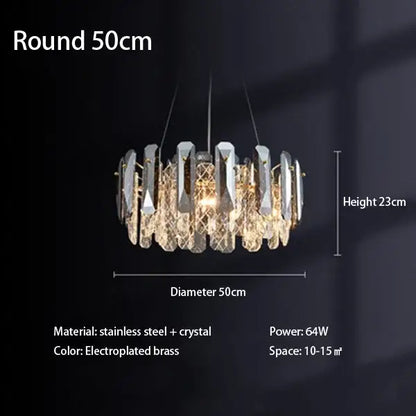 Modern chrome crystal led chandelier with 50cm electroplated brass stainless steel decorbites crystal led design