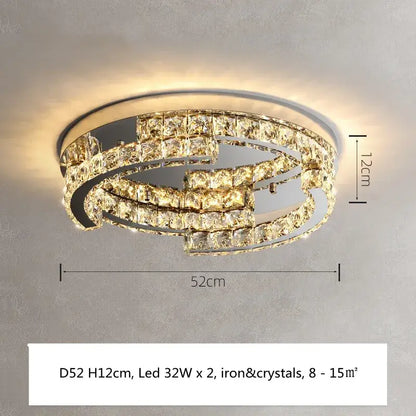 Modern chrome decorbites crystal led pendant lights with circular double ring black and gold frame for dining room decor