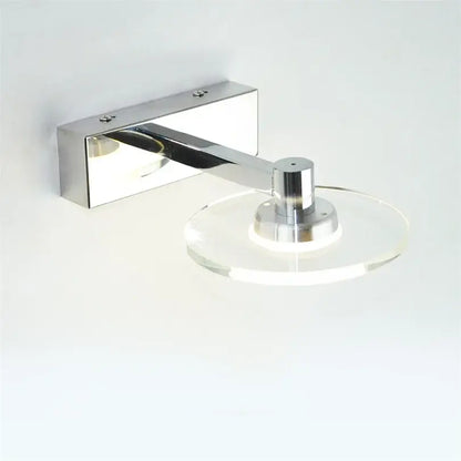 Modern chrome crystal led vanity mirror light bathroom sconce with sleek circular acrylic base and integrated led lighting