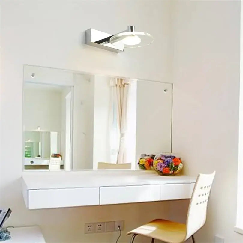 Modern chrome crystal led vanity mirror light with sleek circular glass shade for bathroom decorbites crystal led decor