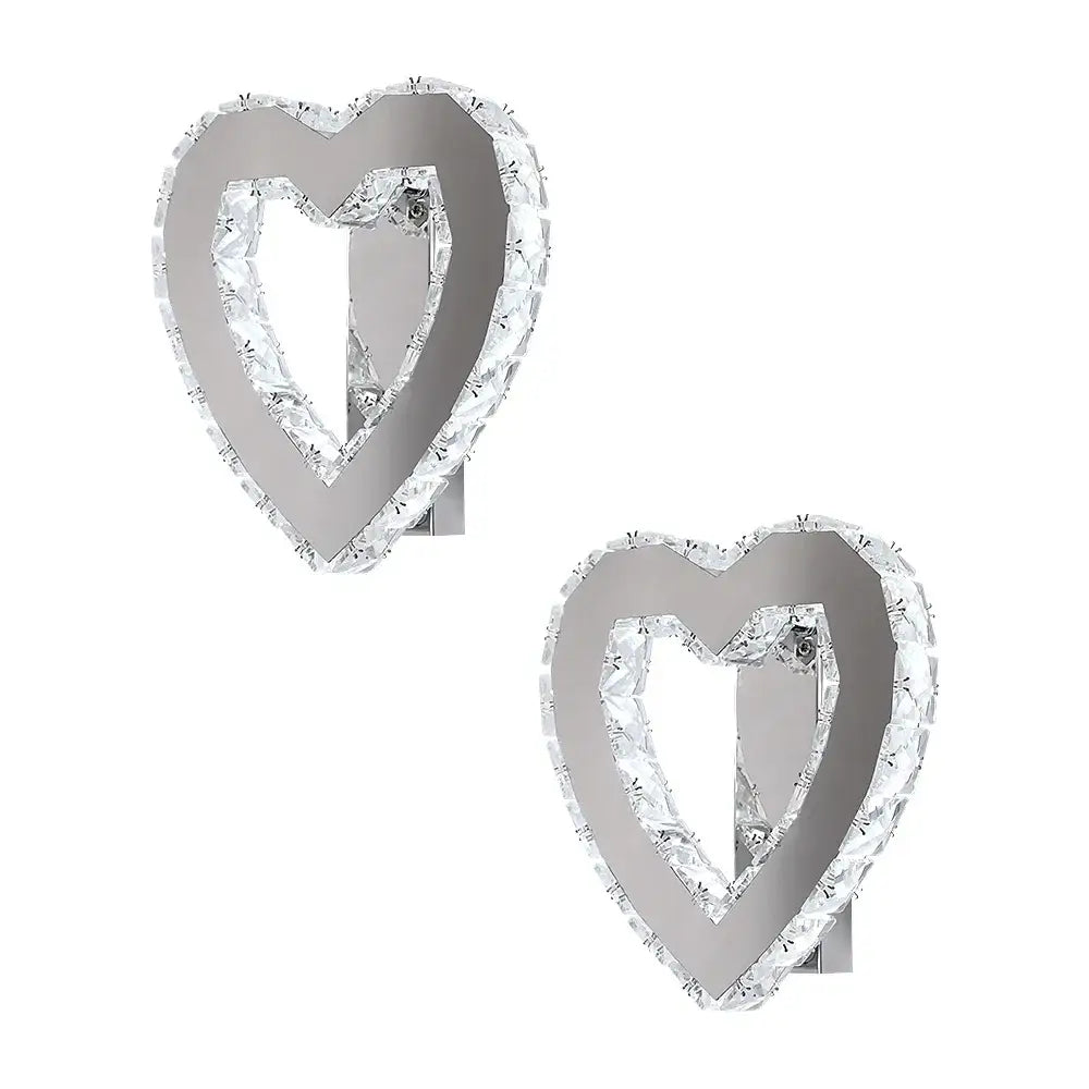 Modern chrome crystal led wall sconce with heart-shaped design and sparkling crystal accents for living room decorbites crystal led wall