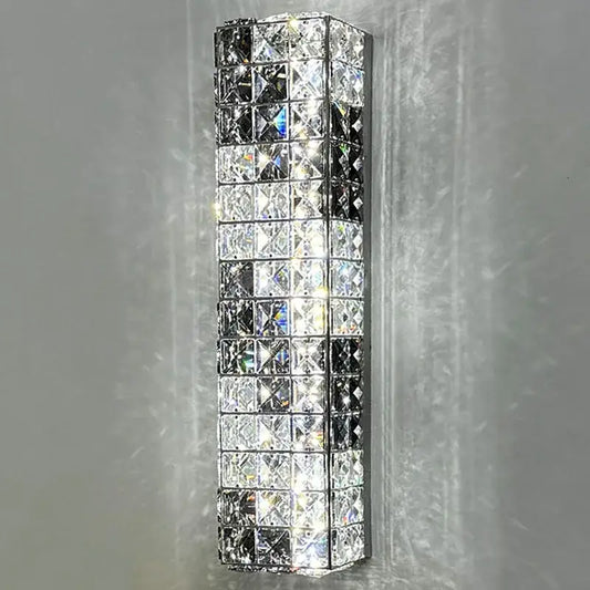 Modern chrome crystal mosaic wall lamp with sparkling clear and dark tiles for bedroom led lighting decorbites crystal mosaic