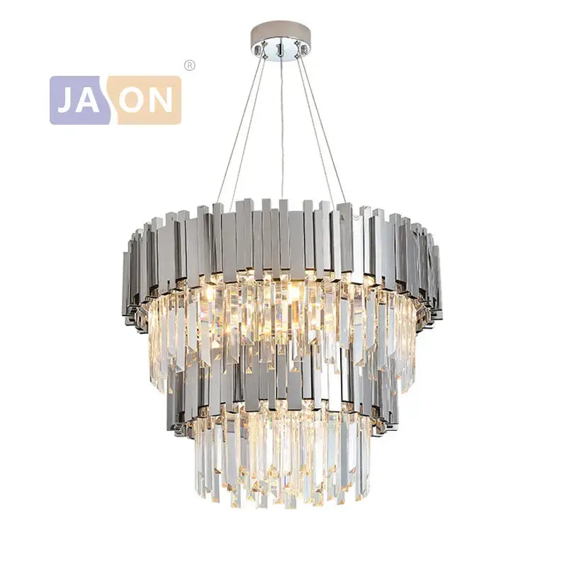Modern chrome crystal oval led chandelier with chrome bars and cascading clear prisms for dining room decorbites crystal oval