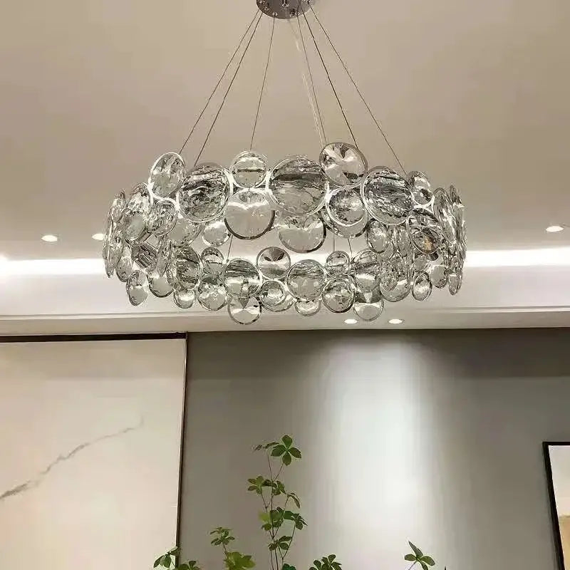 A modern chrome ring chandelier with clear bubble glass discs from decorbites crystal ring pendant light for dining rooms