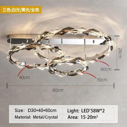 Modern chrome decorbites crystal ring chandelier with interlocking metallic rings and led lighting for dining room decor