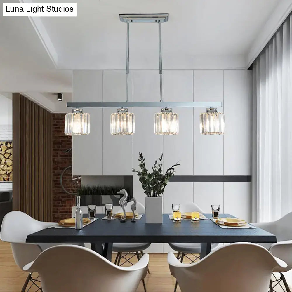 Modern chrome finished decorbites™ tri-sided crystal rod silver pendant light with e26 e27 bulbs for dining room lighting