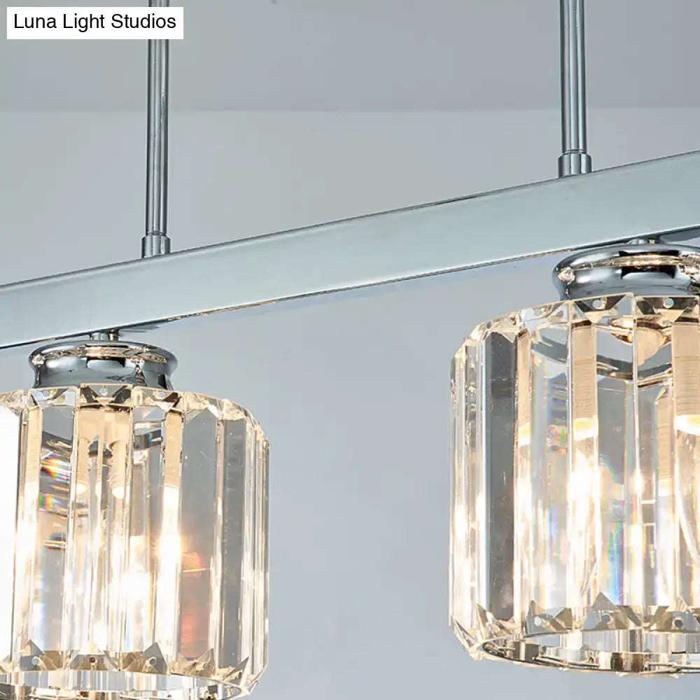 Chrome-finished decorbites™ tri-sided crystal rod silver pendant light with faceted glass shades for dining room e26 e27 bulbs