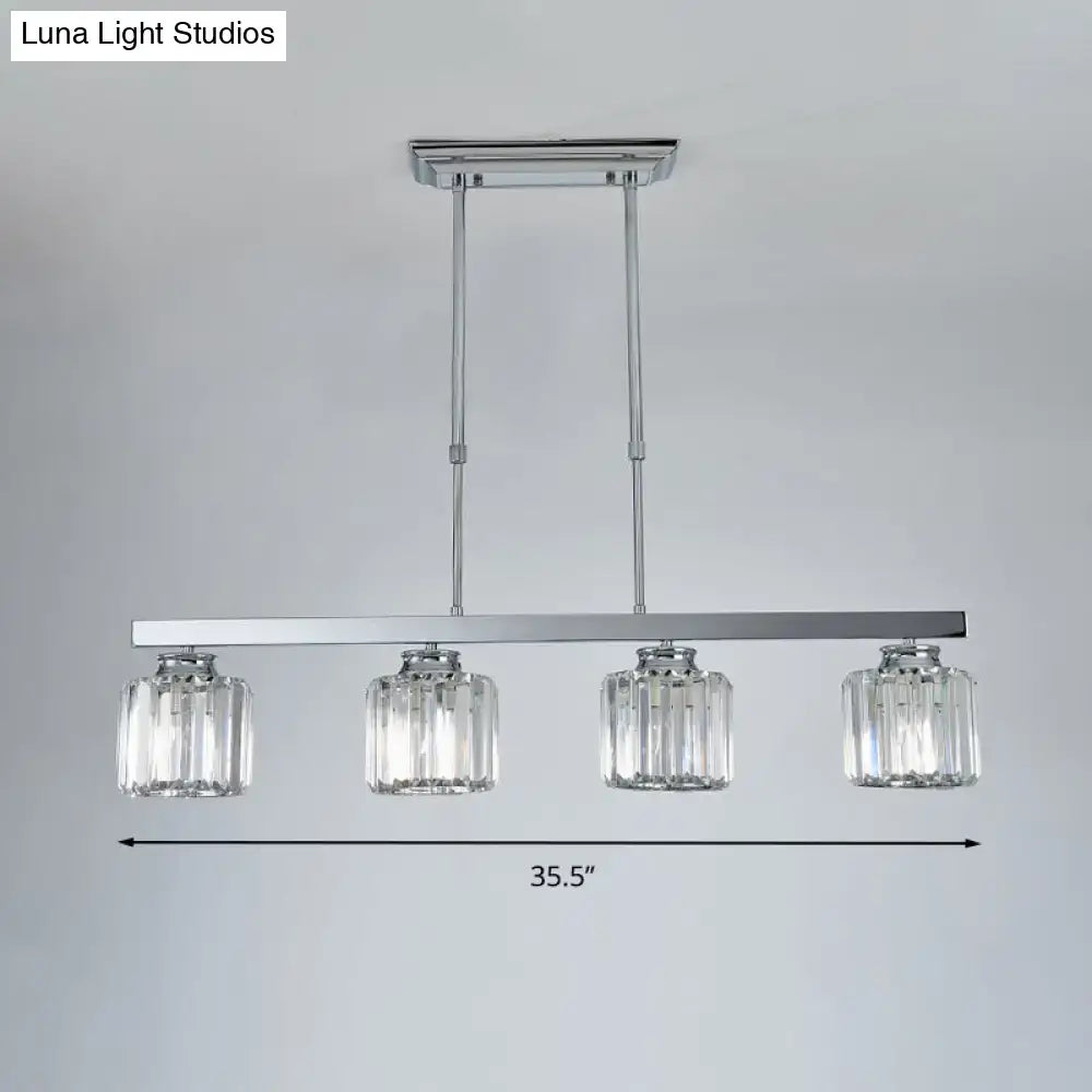 Decorbites™ tri-sided crystal rod silver pendant light with chrome finish and e26 e27 bulbs for dining room and kitchen island