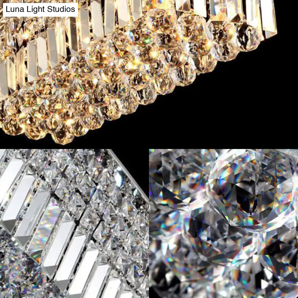 DecorBites™ modern chrome chandelier with crystal shade featuring clear and golden faceted crystals for living room