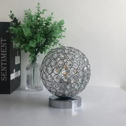 Modern chrome crystal table lamp with clear faceted crystals on chrome base perfect for bedroom decorbites crystal table