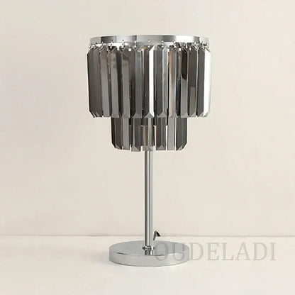 Modern chrome crystal table lamp with cascading faceted prism shades ideal for living room decorbites crystal table lamps