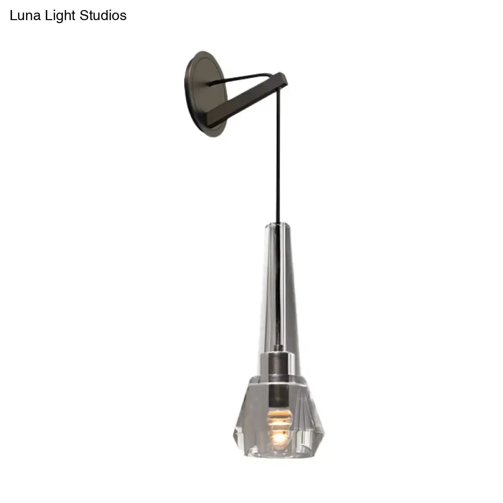 Modern chrome crystal wall lamp bedroom sconce with a sleek brushed nickel finish and dangling cord fixture type