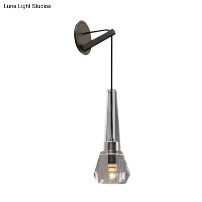 Modern chrome crystal wall lamp bedroom sconce with a sleek brushed nickel finish and dangling cord fixture type