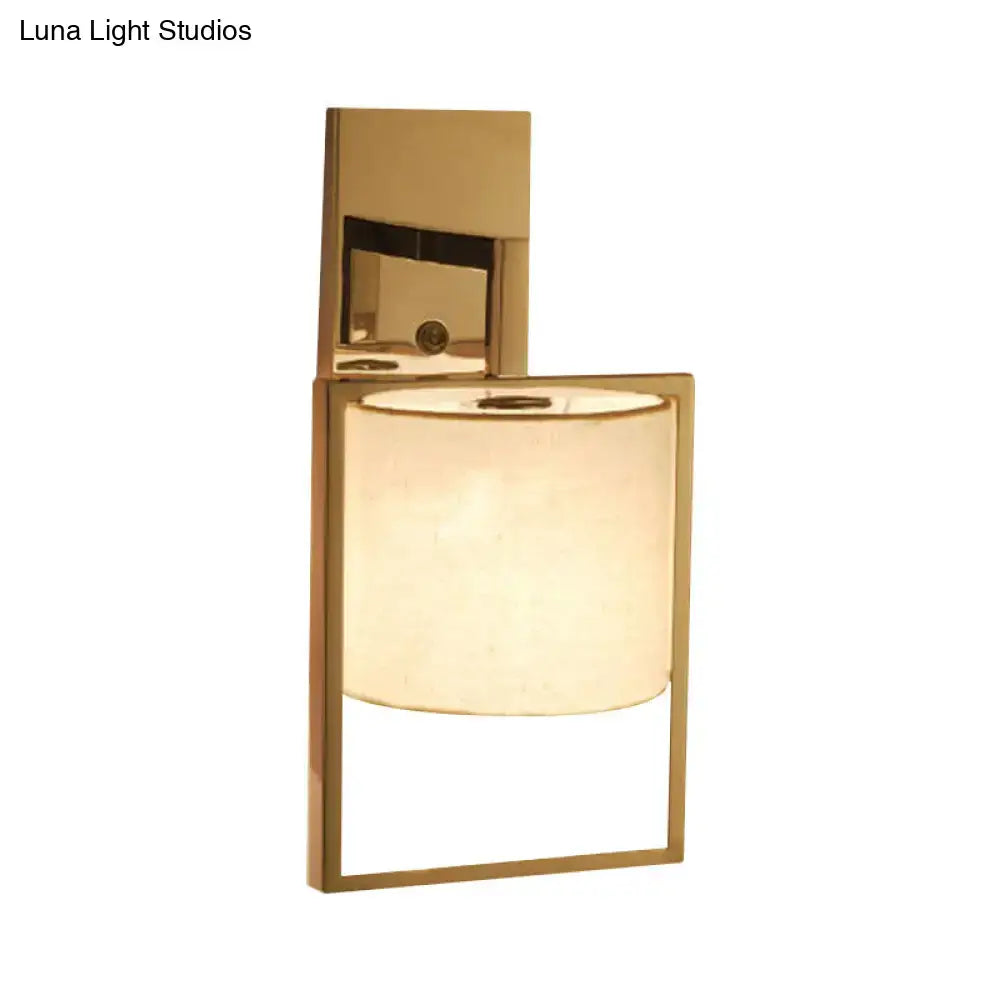 Modern gold finished sconce light with cylindrical frosted glass shade e26 e27 light fixture for bedroom use