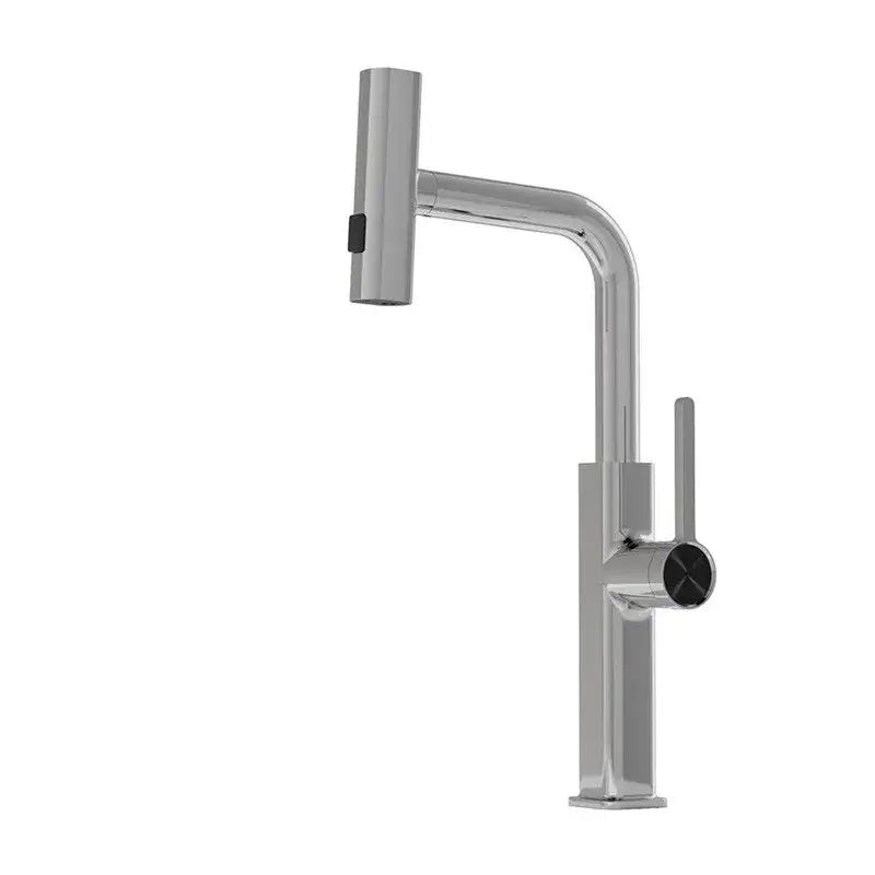 Modern chrome digital display kitchen faucet with pull out sprayer featuring sleek minimalist design and black accent handle decorbites digital display