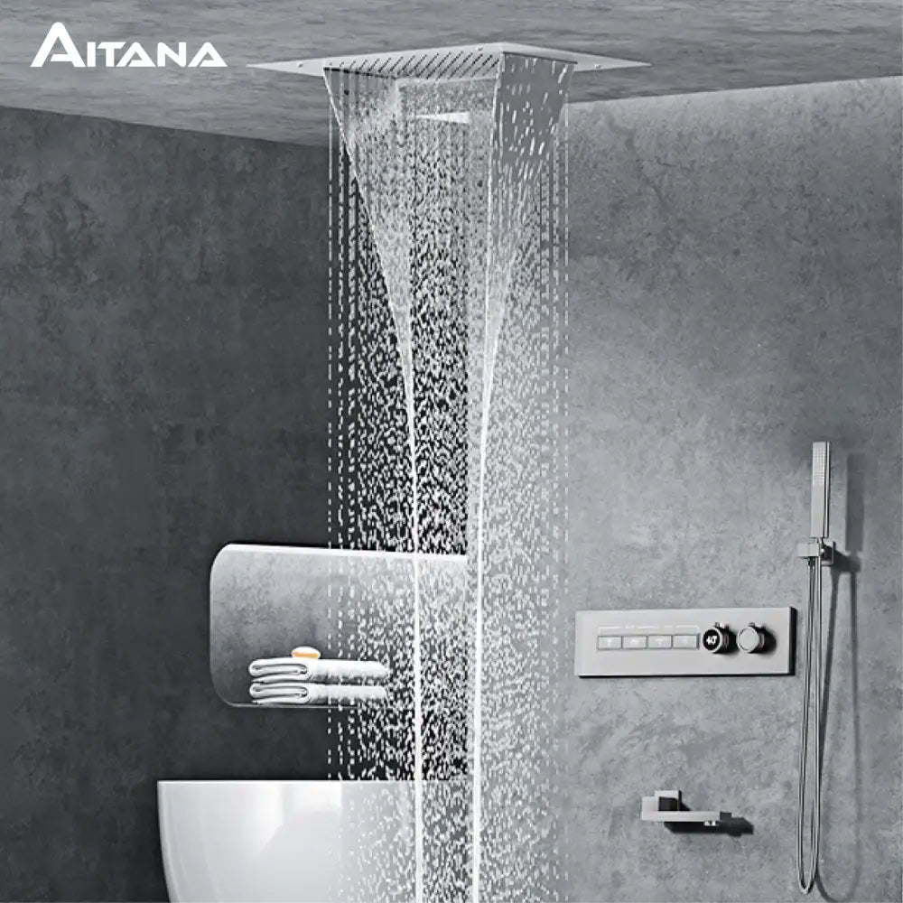 Aitana brand ceiling-mounted rain shower head with sleek modern design chrome finish for digital rainfall shower system