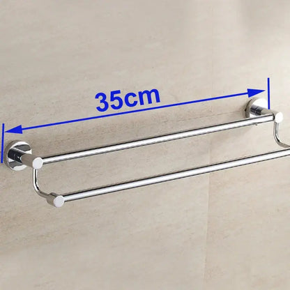 Modern chrome double towel bar bathroom rack with sleek double tier design and 35cm length for bathroom use