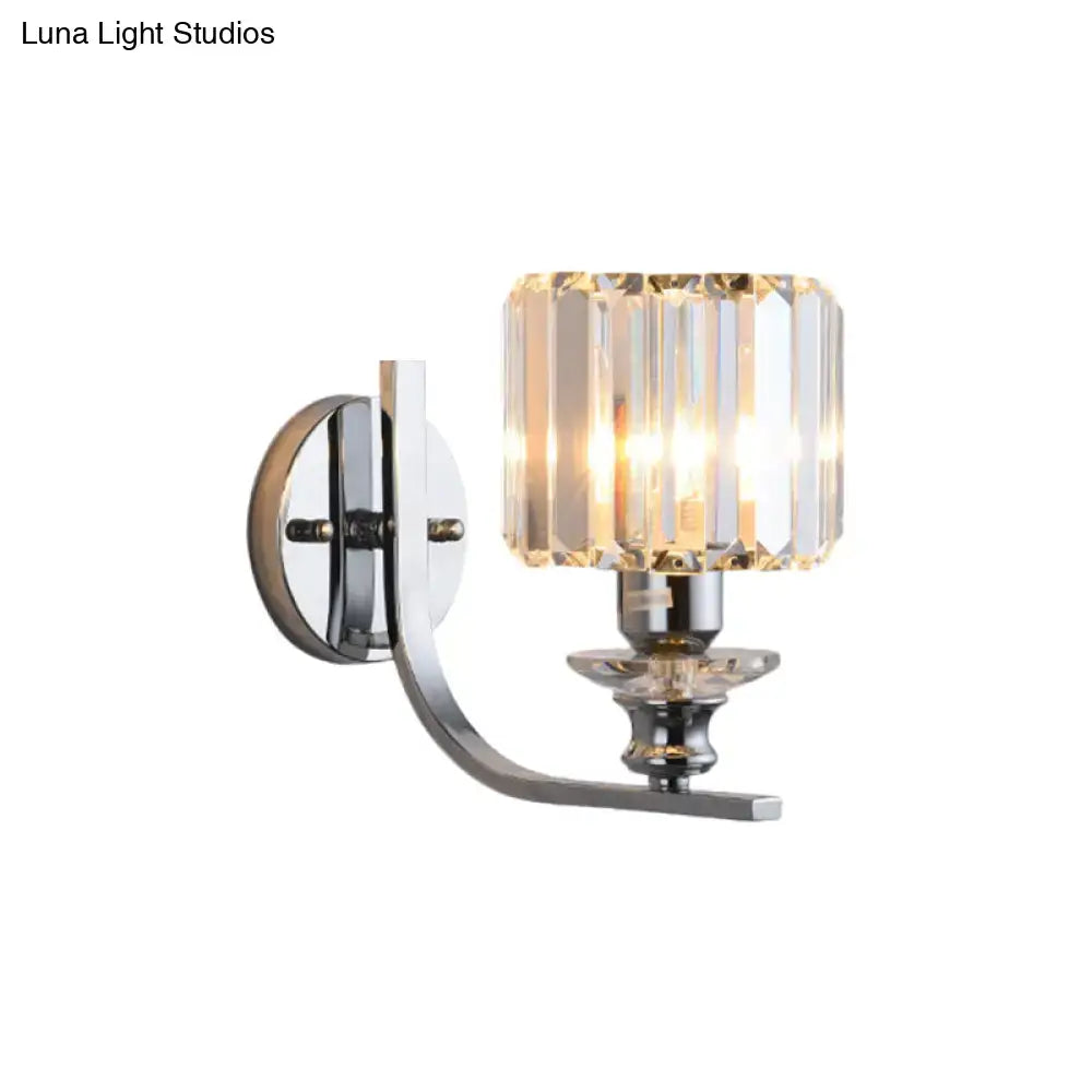 Modern chrome finish wall sconce with faceted crystal shade for living room e26 e27 light fixture