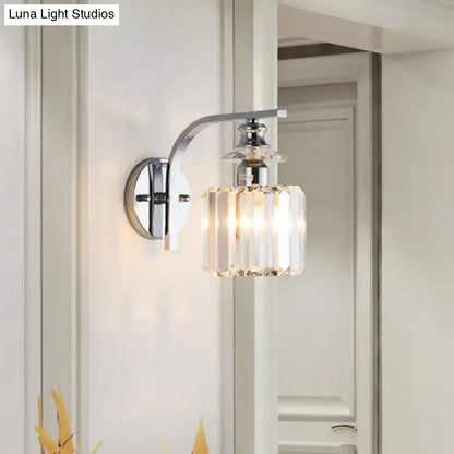 Modern chrome finish wall sconce with cascading crystal shade compatible with e26 e27 bulbs for living room lighting