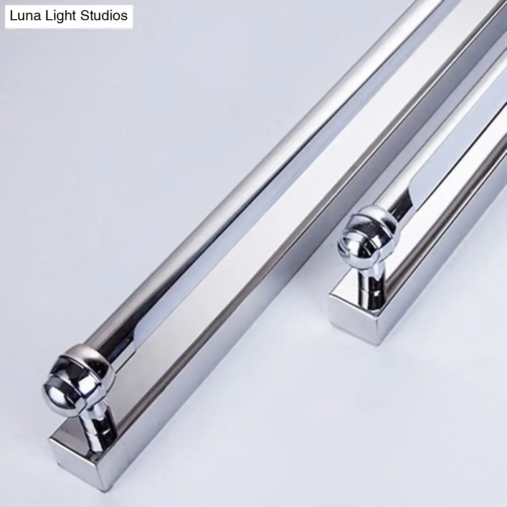 Modern chrome finish led vanity lamp bathroom light mirror handle with chrome finished rectangular glass door handle and polished end caps