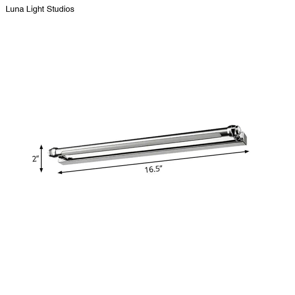 Modern chrome finish 16.5-inch bar-style bathroom towel rack with rounded ends for vanity lamp white color temperature use