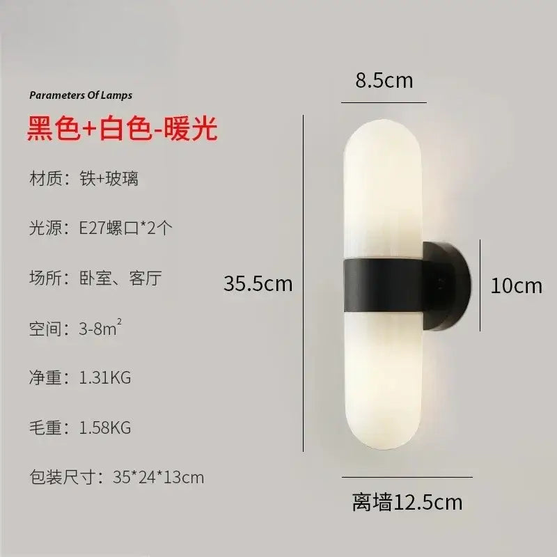 Modern chrome vanity mirror light bathroom sconce with black and white finish and frosted glass diffuser