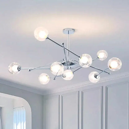 Modern chrome glass ball led chandelier with multiple clear globe bulbs for dining room pendant light decorbites glass ball