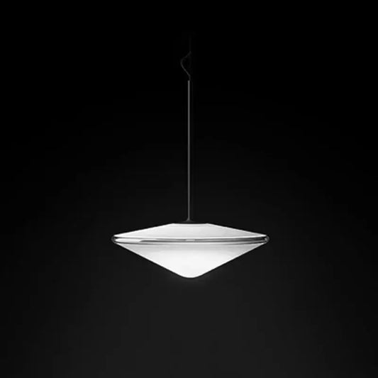 A modern chrome glass saucer led chandelier with a diamond frosted glass shade for living room lighting