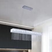Rectangular DecorBites™ modern crystal kitchen island pendant light with chrome finish and oversized rectangle design