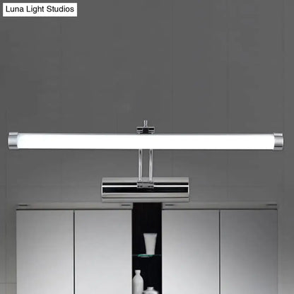 Modern chrome led indoor vanity light with sleek rectangular design and frosted glass diffuser for bathroom walls