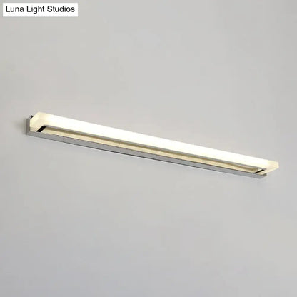 Modern chrome led sconce light with acrylic fixture and rectangular design featuring diffused white light and ideal height