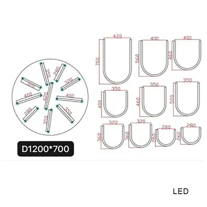 Modern chrome pendant lamp with circular led u shape chandelier pendant and multiple u-shaped mounting brackets
