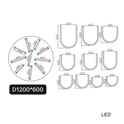 Modern chrome led u shape pendant lamp with multiple circular and u-shaped metal components for dining room lighting