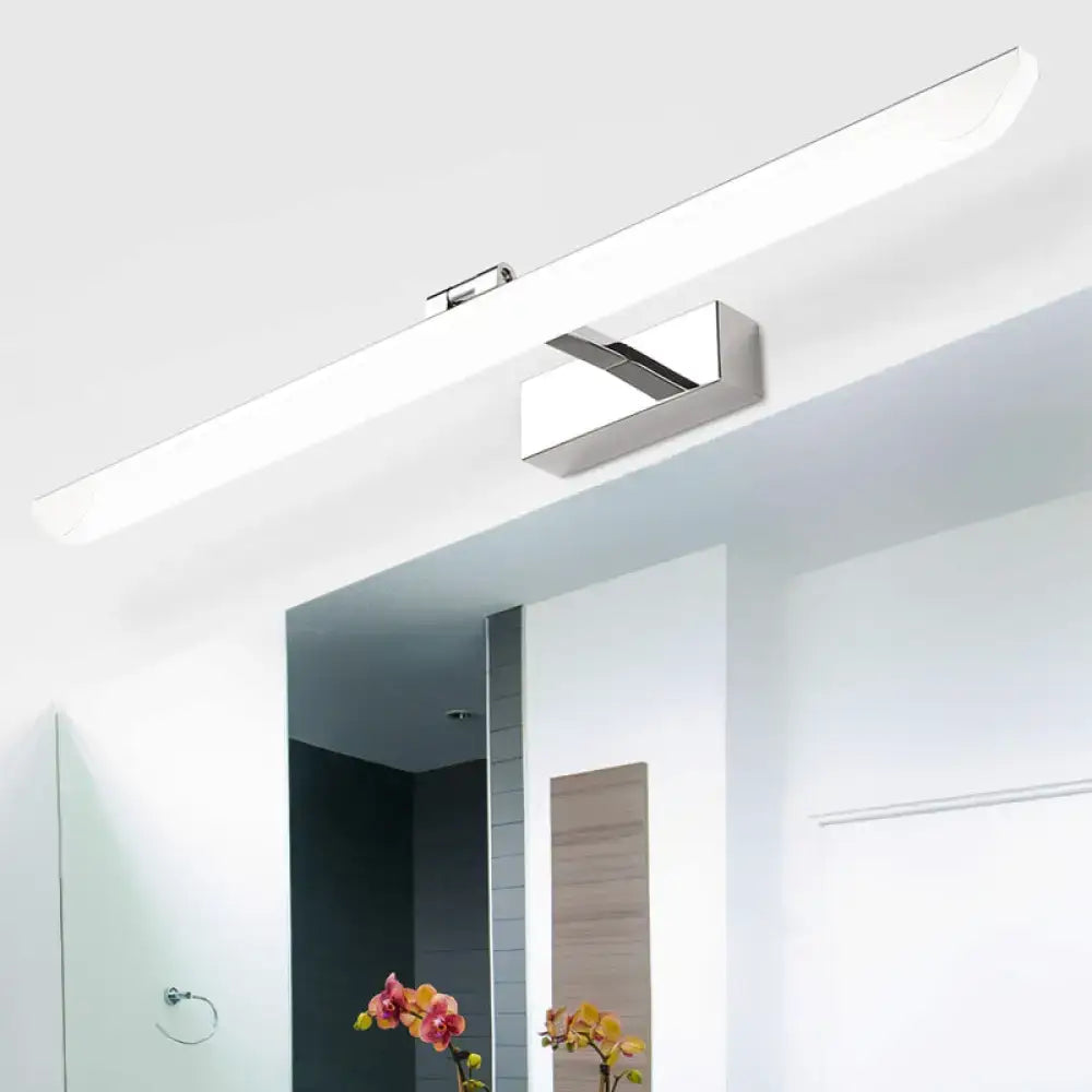 Modern chrome led vanity light with sleek rectangular design and white diffuser for 110-120v bathroom use maximum bulb wattage