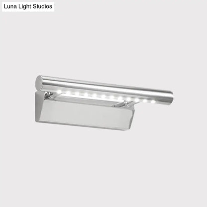 Modern chrome led vanity light bathroom sconce with sleek rectangular design and integrated warm white light strip