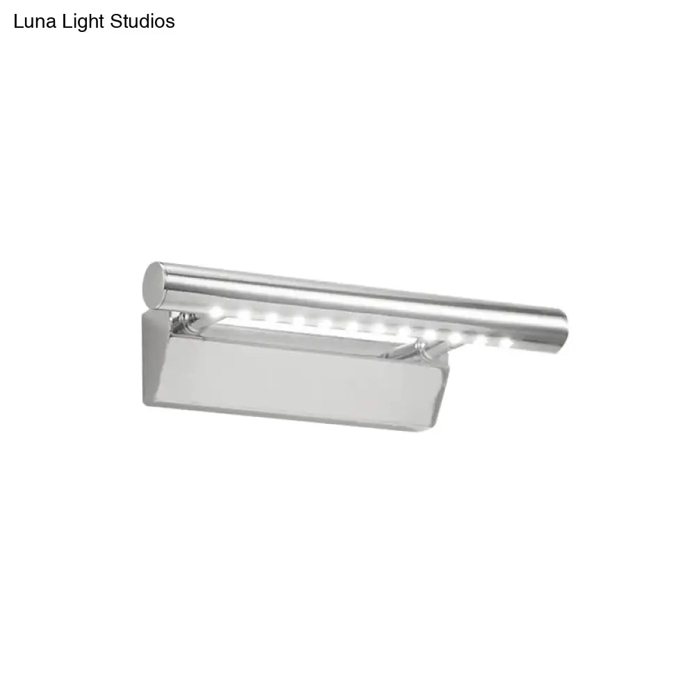 Modern chrome led vanity light bathroom sconce with sleek rectangular design and integrated warm white light strip
