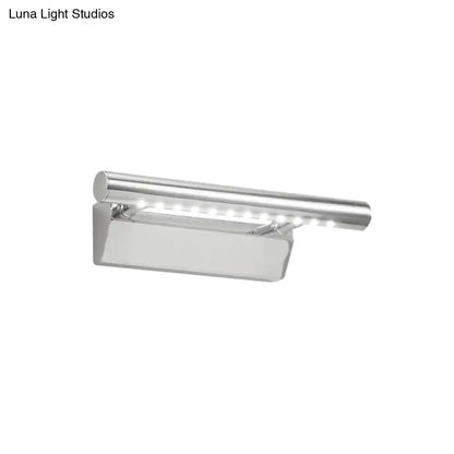 Modern chrome led vanity light bathroom sconce with sleek rectangular design and integrated warm white light strip