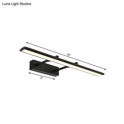 Black matte modern chrome led vanity light fixture with sleek design 19 inch length maximum bulb wattage for bathroom use