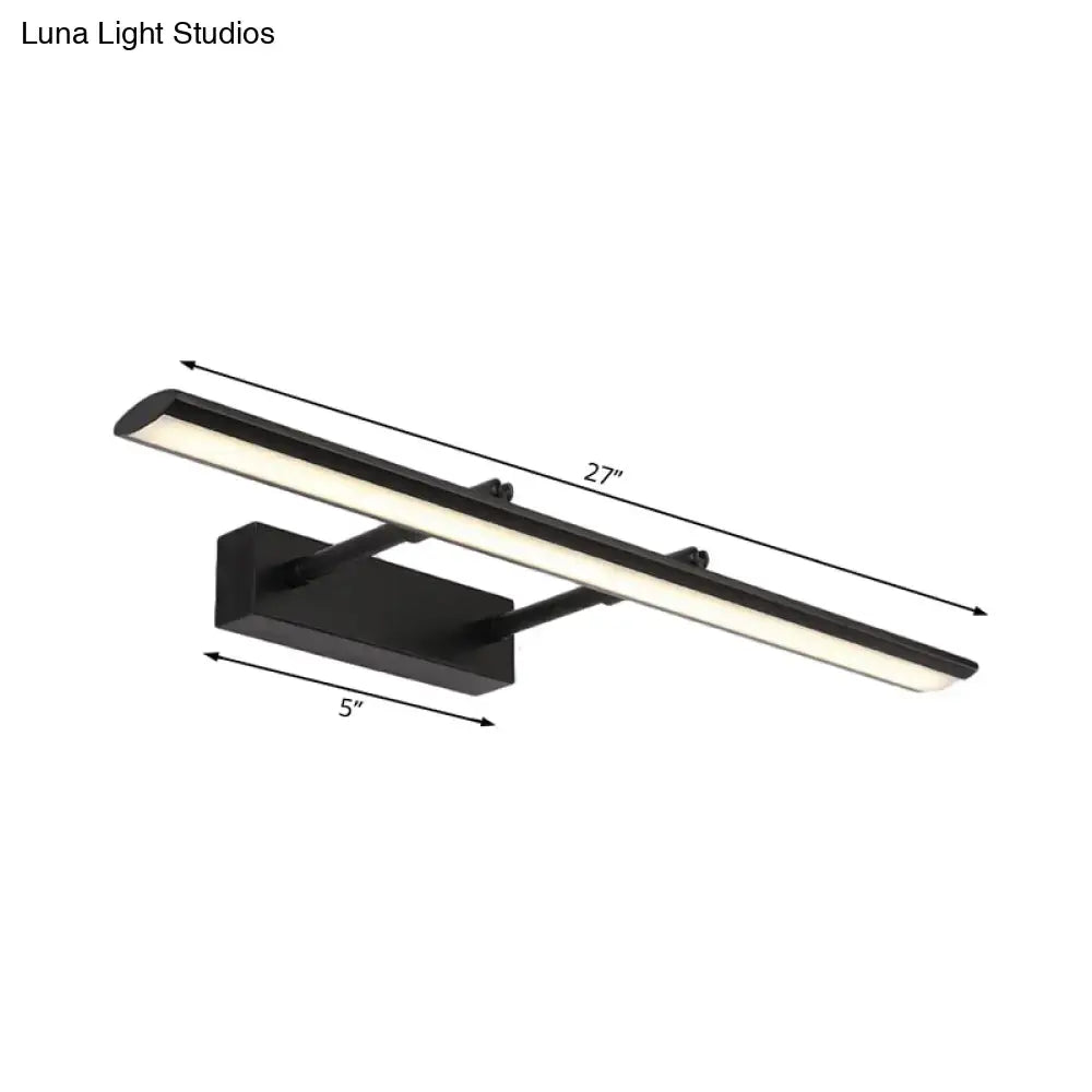 Modern chrome led vanity light fixture with black matte finish, 27-inch length, and maximum bulb wattage for bathroom use