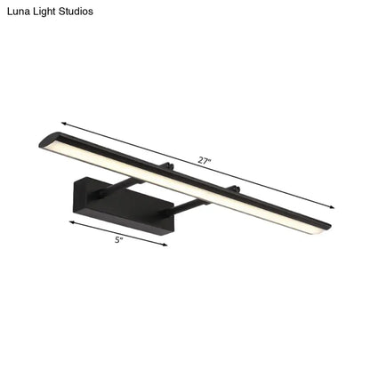 Modern chrome led vanity light fixture with black matte finish, 27-inch length, and maximum bulb wattage for bathroom use
