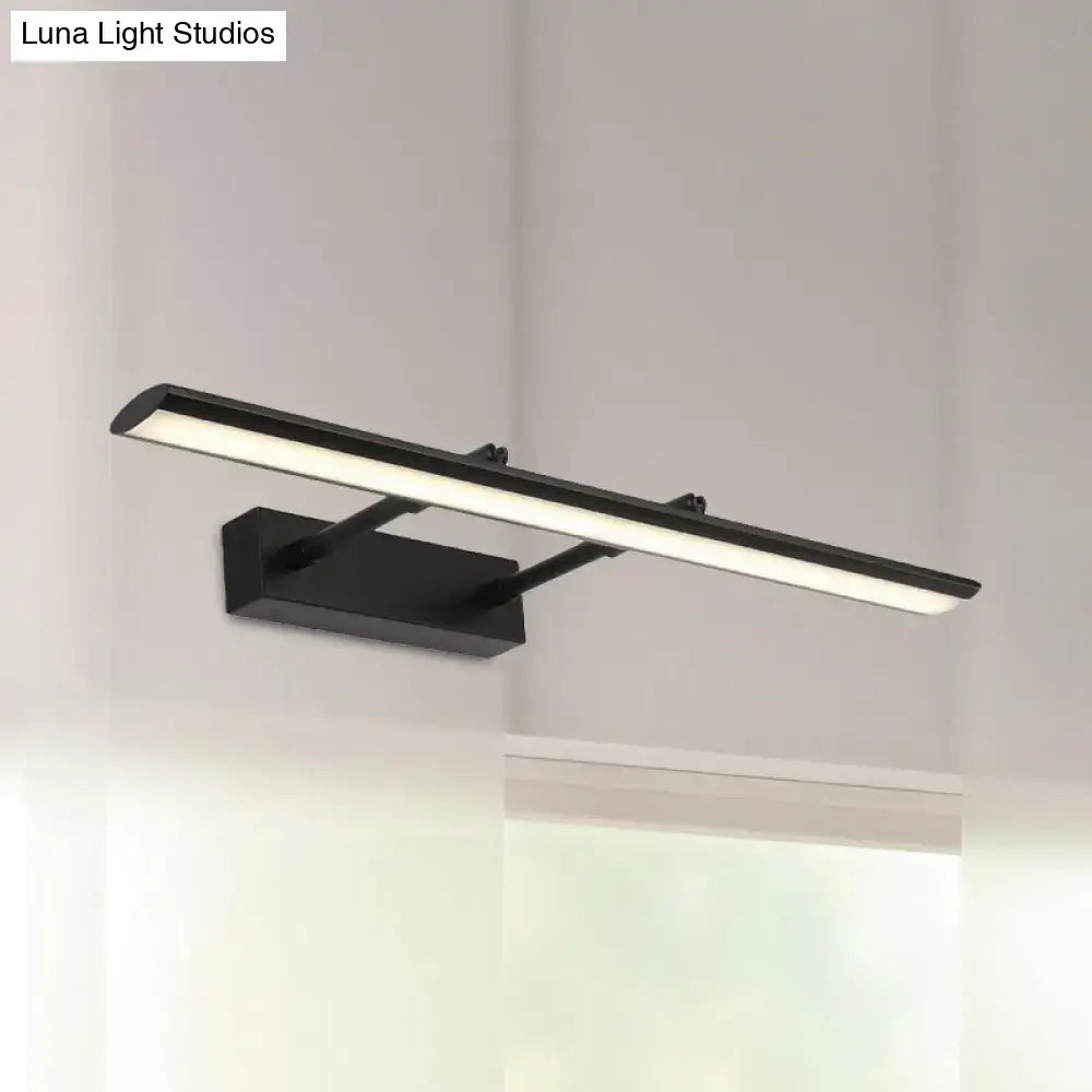 Modern chrome led vanity light fixture with black rectangular wall-mounted design and adjustable arms light type maximum bulb wattage