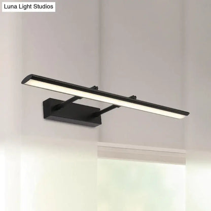 Modern chrome led vanity light fixture with black rectangular wall-mounted design and adjustable arms light type maximum bulb wattage