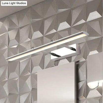 Modern chrome led vanity light fixture with rectangular wall-mounted design and maximum bulb wattage for bathroom use