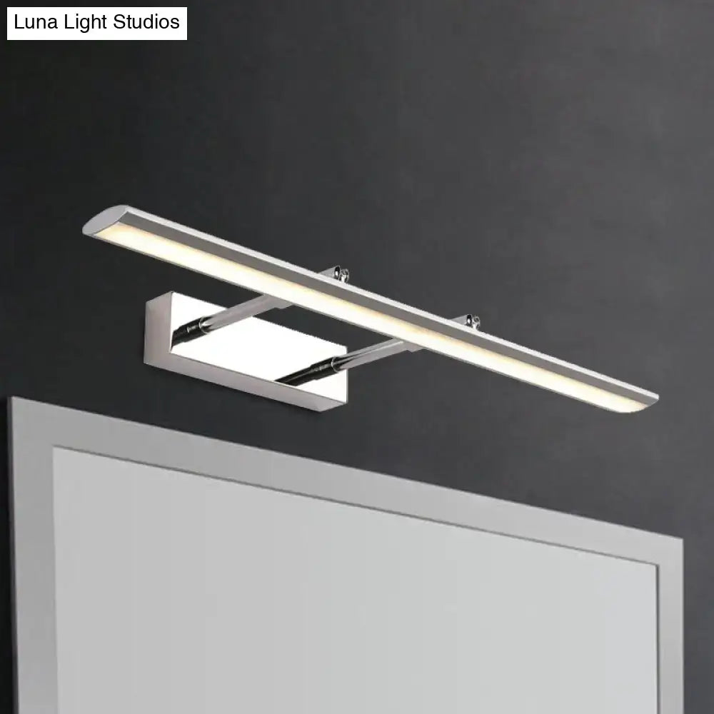 Modern chrome led vanity light fixture with sleek rectangular design and adjustable arms suitable for bathroom use light type