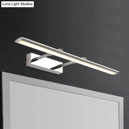 Modern chrome led vanity light fixture with sleek rectangular design and adjustable arms suitable for bathroom use light type
