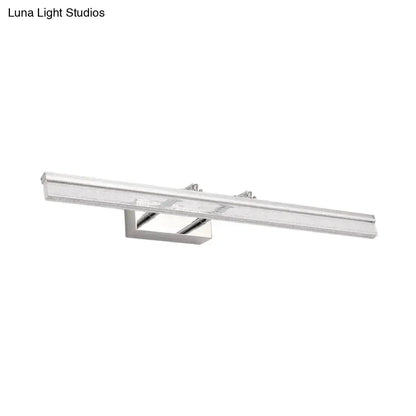 Modern chrome finished led vanity light with frosted glass diffuser for a linear shower room bath installation