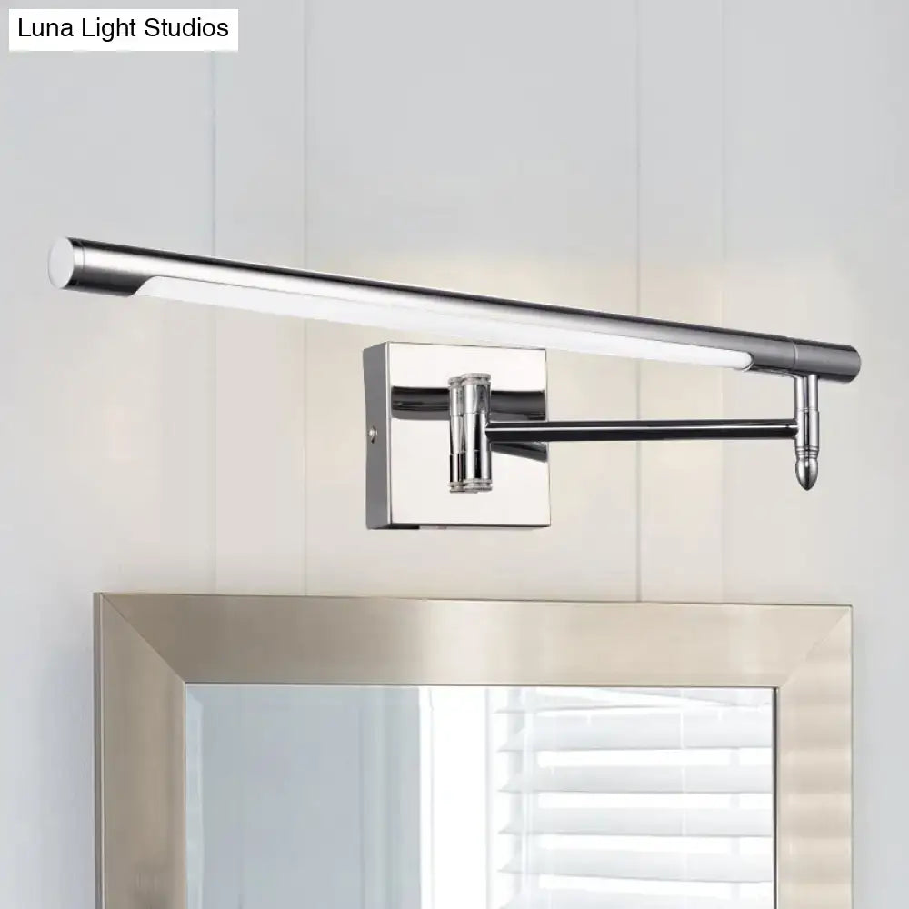 Modern chrome led vanity sconce with adjustable design and warm white integrated led strip for 110v-120v or 220v-240v use