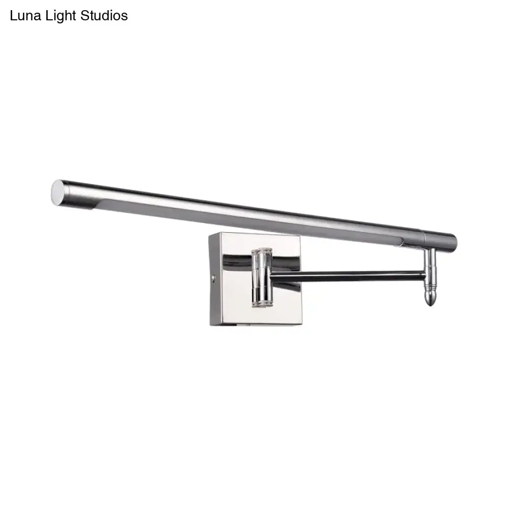 Modern chrome led vanity sconce with adjustable wall mount and warm white light suitable for 110v-120v and 220v-240v